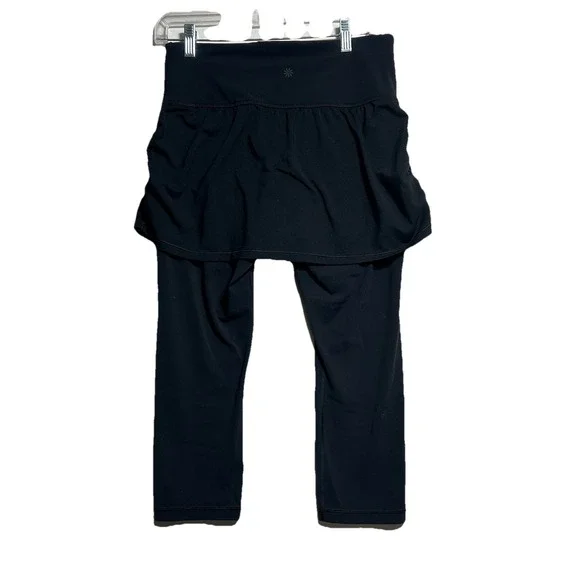 Athleta Medium Black Elation 2-in-1 High Rise Crop Capri Skirted Leggings - Picture 4 of 6